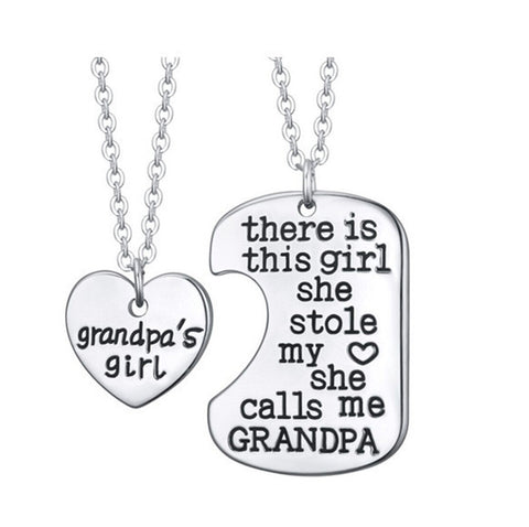 2PC Family Charm Gifts Heart Love Hot Necklace pendant Daughter Dad Mother - RaysJewelry&more