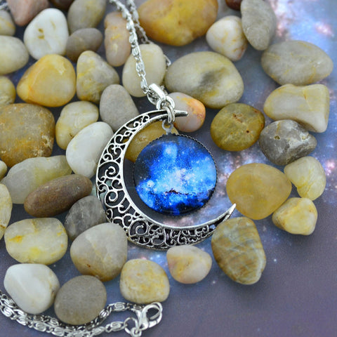 Antique Vintage Moon Time Necklace Sweater Chain Pendant Jewelry - RaysJewelry&more