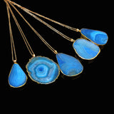 1PC Natural Stone Crystal  Rock Necklace Gold Plated Quartz Pendant - RaysJewelry&more
