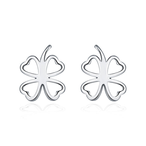 18K White Gold Plated Hollow Laser Cut Stud Earring