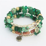 Bohemia ethnic Summer fashion charm women multi-colour beach jewelry bracelet marble Handmade Nature Stone Wood Wrap bangles - RaysJewelry&more