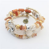 Bohemia ethnic Summer fashion charm women multi-colour beach jewelry bracelet marble Handmade Nature Stone Wood Wrap bangles - RaysJewelry&more