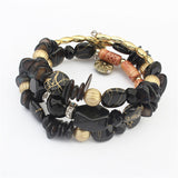 Bohemia ethnic Summer fashion charm women multi-colour beach jewelry bracelet marble Handmade Nature Stone Wood Wrap bangles - RaysJewelry&more