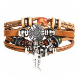 IF ME Design Turkish Eye Leather Bracelet For Men Woman Multiple Layer Feather Bracelet Fashion Wristband Party Jewelry Gift - RaysJewelry&more