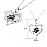 Silver Enamel Cat Dog Paw Necklace Girl Chain 925 Sterling Silver Love Heart Necklaces & Pendants For Women Fashion Jewelry 2018 - RaysJewelry&more