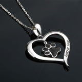 Silver Enamel Cat Dog Paw Necklace Girl Chain 925 Sterling Silver Love Heart Necklaces & Pendants For Women Fashion Jewelry 2018 - RaysJewelry&more