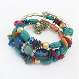 Bohemia ethnic Summer fashion charm women multi-colour beach jewelry bracelet marble Handmade Nature Stone Wood Wrap bangles - RaysJewelry&more