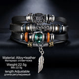 IF ME Design Turkish Eye Leather Bracelet For Men Woman Multiple Layer Feather Bracelet Fashion Wristband Party Jewelry Gift - RaysJewelry&more