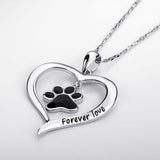 Silver Enamel Cat Dog Paw Necklace Girl Chain 925 Sterling Silver Love Heart Necklaces & Pendants For Women Fashion Jewelry 2018 - RaysJewelry&more