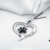 Silver Enamel Cat Dog Paw Necklace Girl Chain 925 Sterling Silver Love Heart Necklaces & Pendants For Women Fashion Jewelry 2018 - RaysJewelry&more