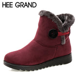HEE GRAND Winter Women Boots Flock Warm Ankle Snow Boots 2017 Platform Mother Shoes Woman Slip On Flats Button Creepers XWX1597 - RaysJewelry&more