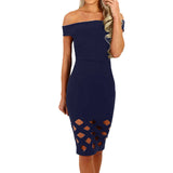 Women Off Shoulder Boat Neck Hollow Bodycon Hollow Out Ladies Caged Sleevlees Mini Dress vestidos#LSN - RaysJewelry&more