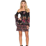 Floral Print Women Dress Sexy Flare Sleeve Womens Casual Evening Party Mini Club Beach Dress Ladies Clothing Dresses #LSIW - RaysJewelry&more