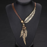 Alloy Feather Antique Vintage Time Necklace Sweater Chain Pendant Jewelry - RaysJewelry&more