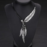 Alloy Feather Antique Vintage Time Necklace Sweater Chain Pendant Jewelry - RaysJewelry&more