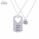 SUSENSTONE I Carry You Love With Me Couple Key Chain Necklace pendant - RaysJewelry&more