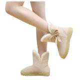 HEE GRAND New Hot Sale Women Snow Boots Solid Bowtie Slip-On Soft Cute Women Boots Round Toe Flat with Winter Shoes XWX1385 - RaysJewelry&more