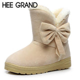 HEE GRAND New Hot Sale Women Snow Boots Solid Bowtie Slip-On Soft Cute Women Boots Round Toe Flat with Winter Shoes XWX1385 - RaysJewelry&more