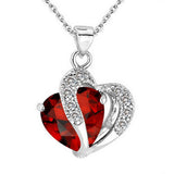 Necklace heart-shaped zircon crystal necklace chain clavicle sweater chain Women Heart Rhinestone Silver Pendant Jewelry #py30 - RaysJewelry&more