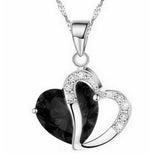 Necklace heart-shaped zircon crystal necklace chain clavicle sweater chain Women Heart Rhinestone Silver Pendant Jewelry #py30 - RaysJewelry&more