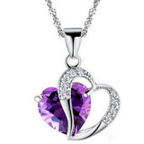 Necklace heart-shaped zircon crystal necklace chain clavicle sweater chain Women Heart Rhinestone Silver Pendant Jewelry #py30 - RaysJewelry&more