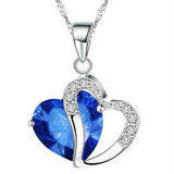 Necklace heart-shaped zircon crystal necklace chain clavicle sweater chain Women Heart Rhinestone Silver Pendant Jewelry #py30 - RaysJewelry&more