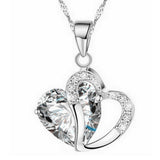 Necklace heart-shaped zircon crystal necklace chain clavicle sweater chain Women Heart Rhinestone Silver Pendant Jewelry #py30 - RaysJewelry&more