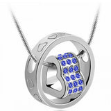 Women Crystal Chain Rhinestone Necklace Love Heart Pendant Gift love carving Pendant Necklace  #45 - RaysJewelry&more