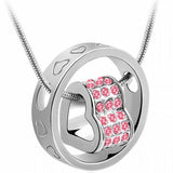 Women Crystal Chain Rhinestone Necklace Love Heart Pendant Gift love carving Pendant Necklace  #45 - RaysJewelry&more