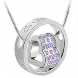 Women Crystal Chain Rhinestone Necklace Love Heart Pendant Gift love carving Pendant Necklace  #45 - RaysJewelry&more