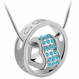 Women Crystal Chain Rhinestone Necklace Love Heart Pendant Gift love carving Pendant Necklace  #45 - RaysJewelry&more