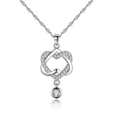 Women Double Heart Pendant Necklace Chain Jewelry Female models Korean Concentric knot Necklace Pendant #45 - RaysJewelry&more