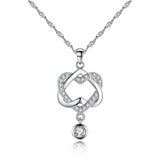 Women Double Heart Pendant Necklace Chain Jewelry Female models Korean Concentric knot Necklace Pendant #45 - RaysJewelry&more