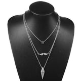 Women Multilayer Arrow Angel Wings Pendant Chain Statement Necklace - RaysJewelry&more