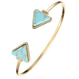 Stylish Open Bangle Triangle Marble Turquoise Stone Cuff Bracelet Jewelry BU - RaysJewelry&more