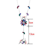 Women Fashion Popular Crystal Chrysanthemum flower Necklace Sweater Chain BU - RaysJewelry&more