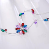 Women Fashion Popular Crystal Chrysanthemum flower Necklace Sweater Chain BU - RaysJewelry&more