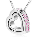 Fashion Double Heart Crystal Rhinestone Eternal Love Silver Necklace PK - RaysJewelry&more