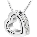 Fashion Double Heart Crystal Rhinestone Eternal Love Silver Necklace PK - RaysJewelry&more
