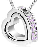 Fashion Double Heart Crystal Rhinestone Eternal Love Silver Necklace PK - RaysJewelry&more