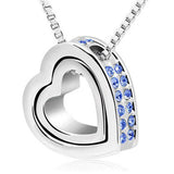 Fashion Double Heart Crystal Rhinestone Eternal Love Silver Necklace PK - RaysJewelry&more