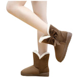 HEE GRAND New Hot Sale Women Snow Boots Solid Bowtie Slip-On Soft Cute Women Boots Round Toe Flat with Winter Shoes XWX1385 - RaysJewelry&more