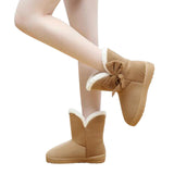 HEE GRAND New Hot Sale Women Snow Boots Solid Bowtie Slip-On Soft Cute Women Boots Round Toe Flat with Winter Shoes XWX1385 - RaysJewelry&more