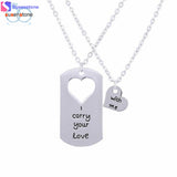 SUSENSTONE I Carry You Love With Me Couple Key Chain Necklace pendant - RaysJewelry&more