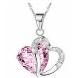Necklace heart-shaped zircon crystal necklace chain clavicle sweater chain Women Heart Rhinestone Silver Pendant Jewelry #py30 - RaysJewelry&more