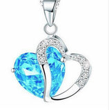 Necklace heart-shaped zircon crystal necklace chain clavicle sweater chain Women Heart Rhinestone Silver Pendant Jewelry #py30 - RaysJewelry&more