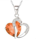 Necklace heart-shaped zircon crystal necklace chain clavicle sweater chain Women Heart Rhinestone Silver Pendant Jewelry #py30 - RaysJewelry&more