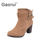 2017 New Woman Martin boots PU Leather Thick heels Ankle Boots for  Autumn Winter Fashion zipper buckle shoes - RaysJewelry&more