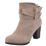 2017 New Woman Martin boots PU Leather Thick heels Ankle Boots for  Autumn Winter Fashion zipper buckle shoes - RaysJewelry&more