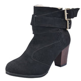 2017 New Woman Martin boots PU Leather Thick heels Ankle Boots for  Autumn Winter Fashion zipper buckle shoes - RaysJewelry&more